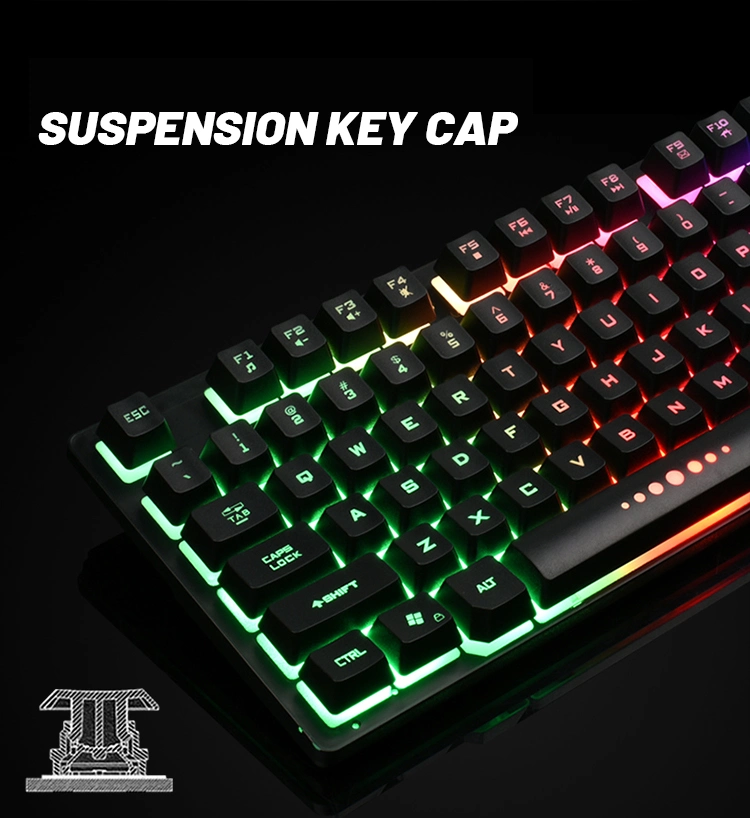 87 Keys Ergonomic Multimedia Membrane Wired Waterproof LED RGB Gamer Computer Gaming Keyboard